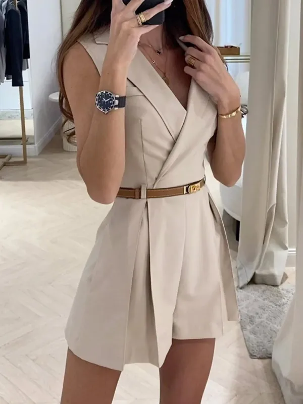 Solid Sleeveless Surplice Romper sold by Charming Charlie