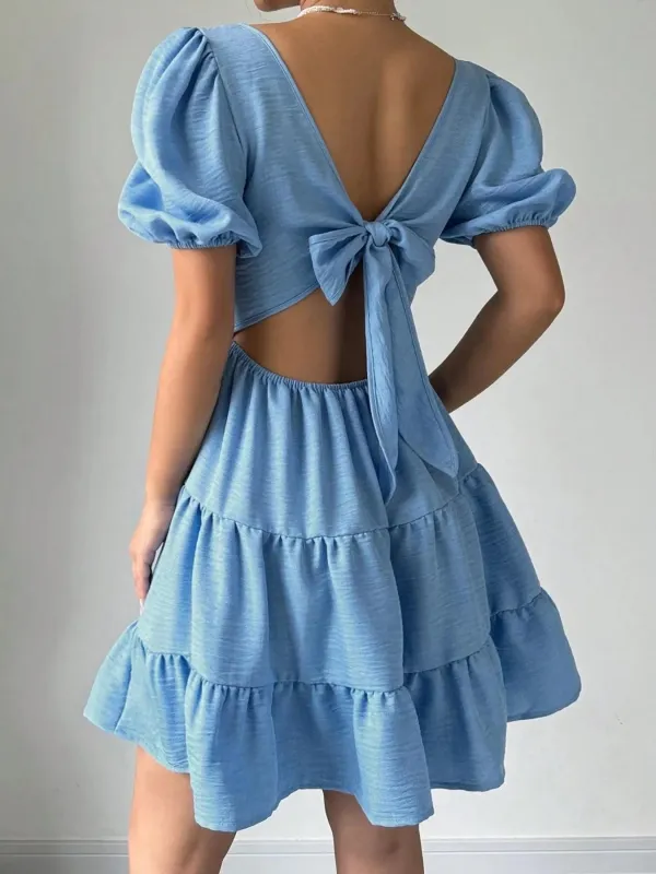 Bow-Back Tiered Ruffle Mini Dress sold by Charming Charlie