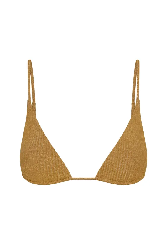 Kauai Top - Antique Gold Lurex Rib sold by Monday Swimwear