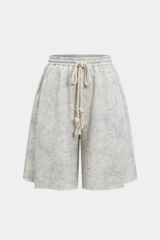 Vaskede høje talje sammenbindede shorts sold by Micas
