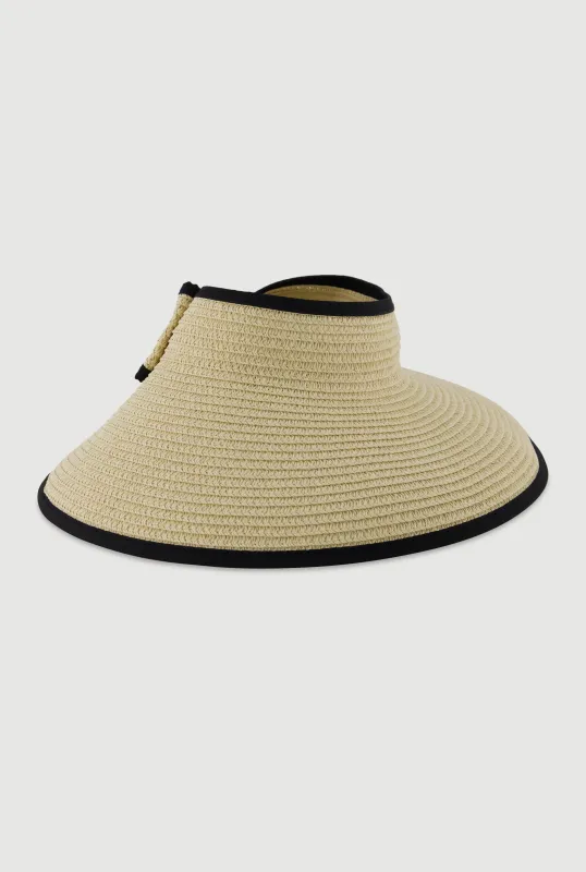 Roll Up Straw Visor with Bow sold by Rainbow