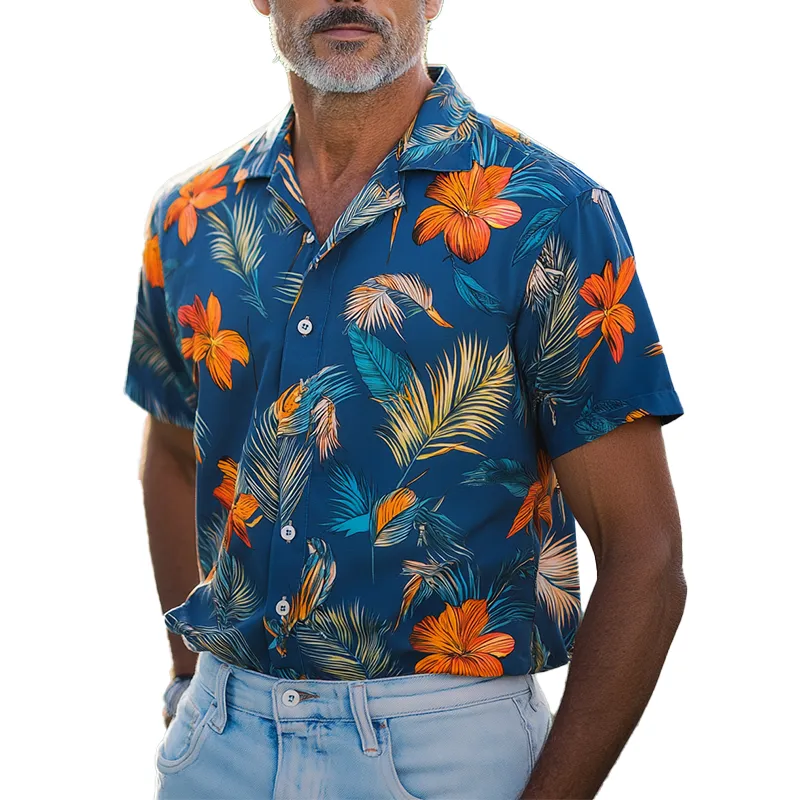 Men's Summer Fashion Polyester Blended Printed Short Sleeve Shirt MTA1058F3P sold by Manly