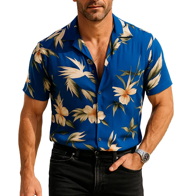 Men's Summer Vacation Style Polyester Blend Printed Short Sleeve Shirt MTA1082F3P sold by Manly