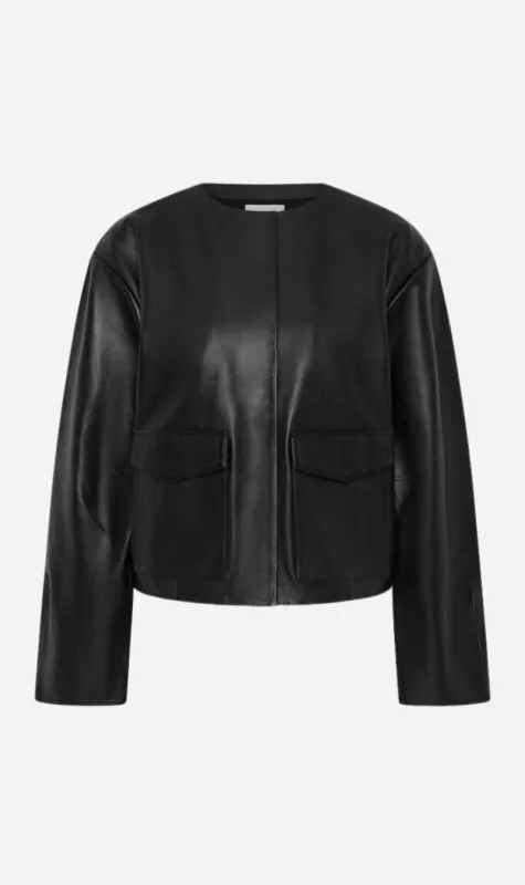 St Agni | Utility Cocoon Leather Bomber - Black sold by Sister & Co