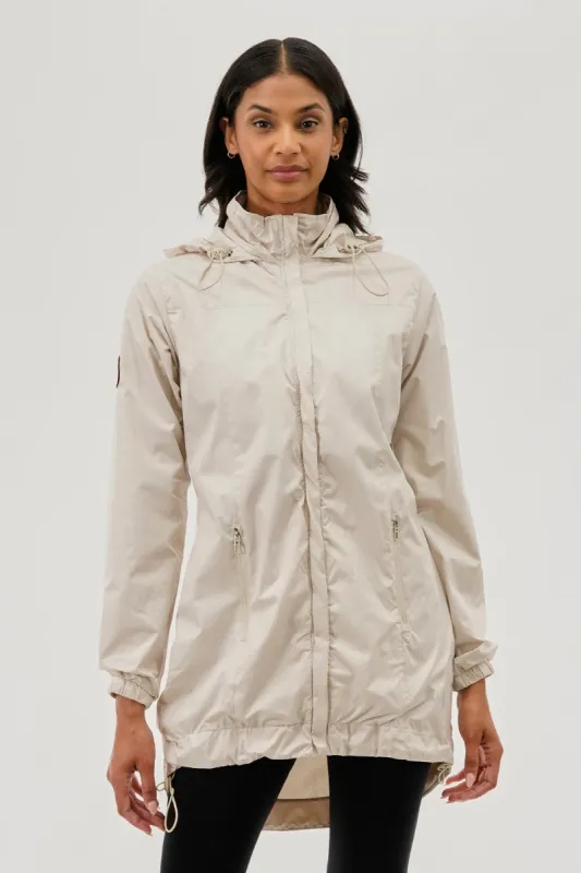 Canada Weather Gear Long Hooded Lightweight Jacket - Cream sold by Fairweather