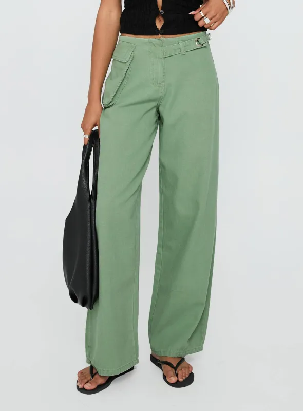 Mercadi Cargo Straight Leg Jeans Green sold by Princess Polly