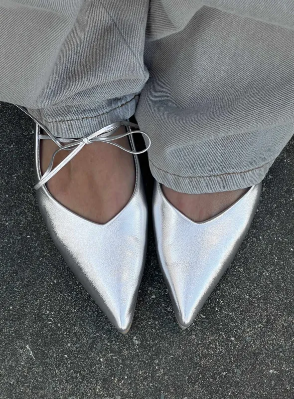 Billini Haruna Ballet Flats Silver Metallic sold by Princess Polly