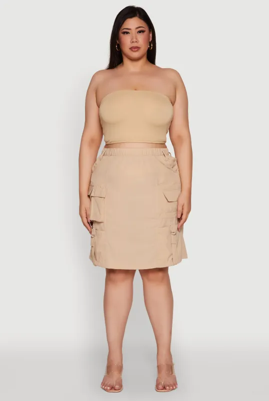 Plus Size Nylon Pull On Utility Skirt with Elastic Waist sold by Rainbow