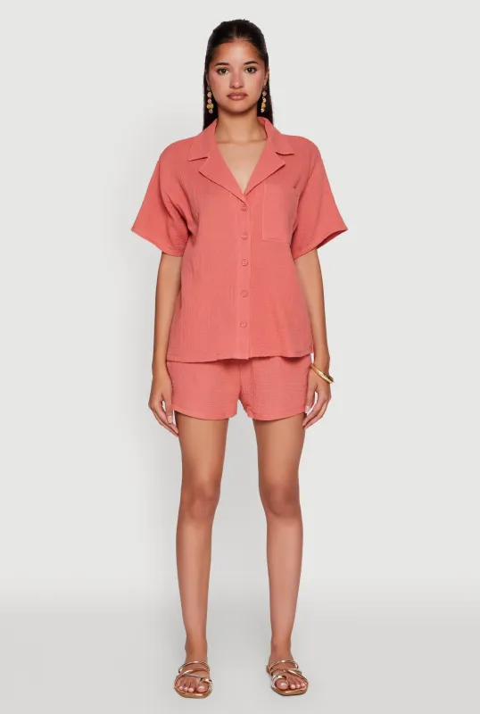 Trendy Gauze Knit Shorts for Casual Summer Wear sold by Rainbow