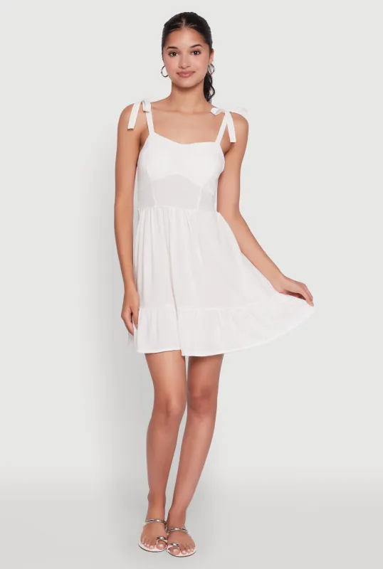 Chic Sundress with Tie Straps and Sweetheart Neckline sold by Rainbow