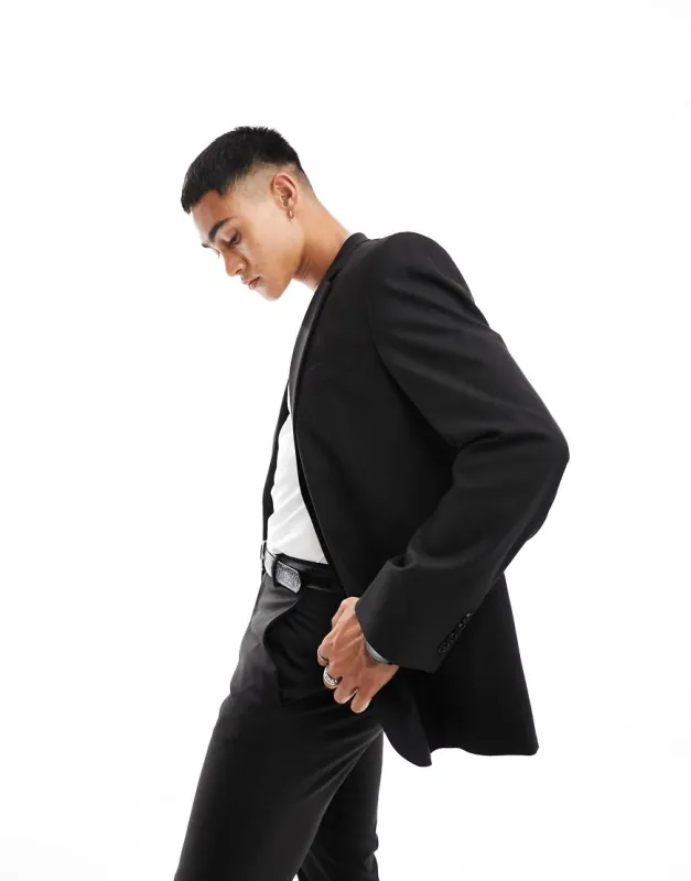 ASOS DESIGN slim suit jacket in black sold by ASOS