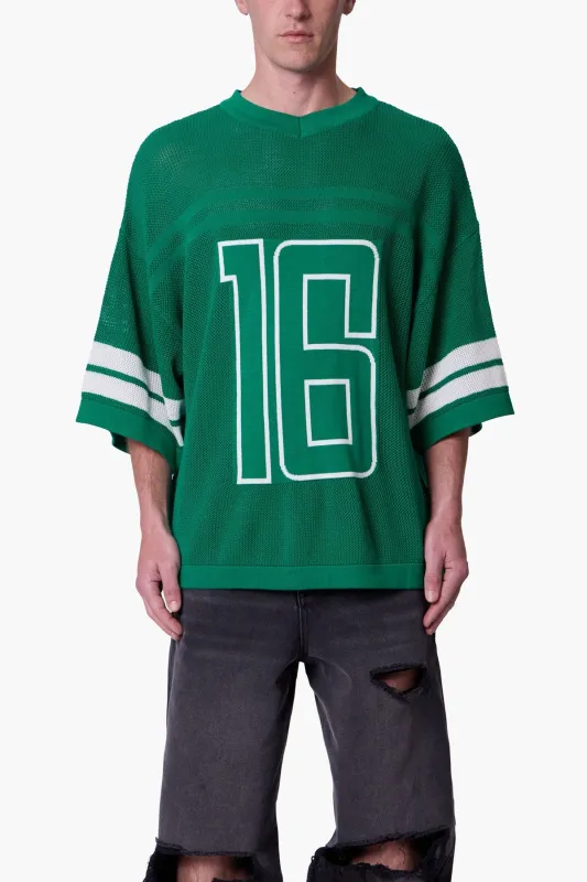 Open Knit Varsity Jersey Shirt - Kelly Green sold by MNML