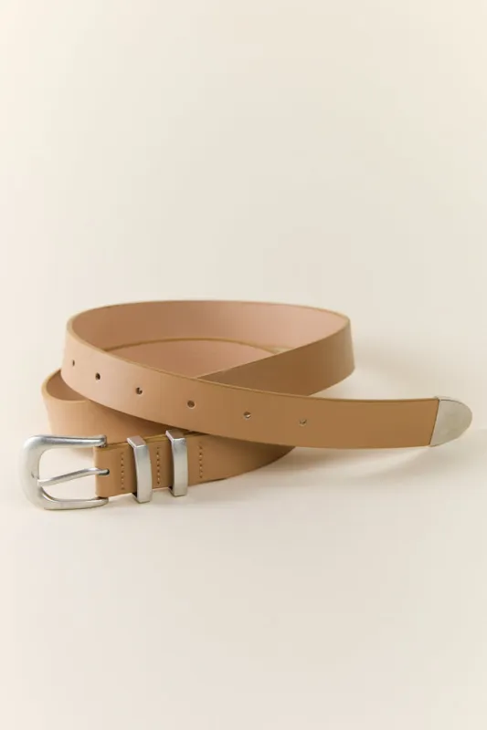Basic Silver Buckle Tan Belt sold by Pink Lily