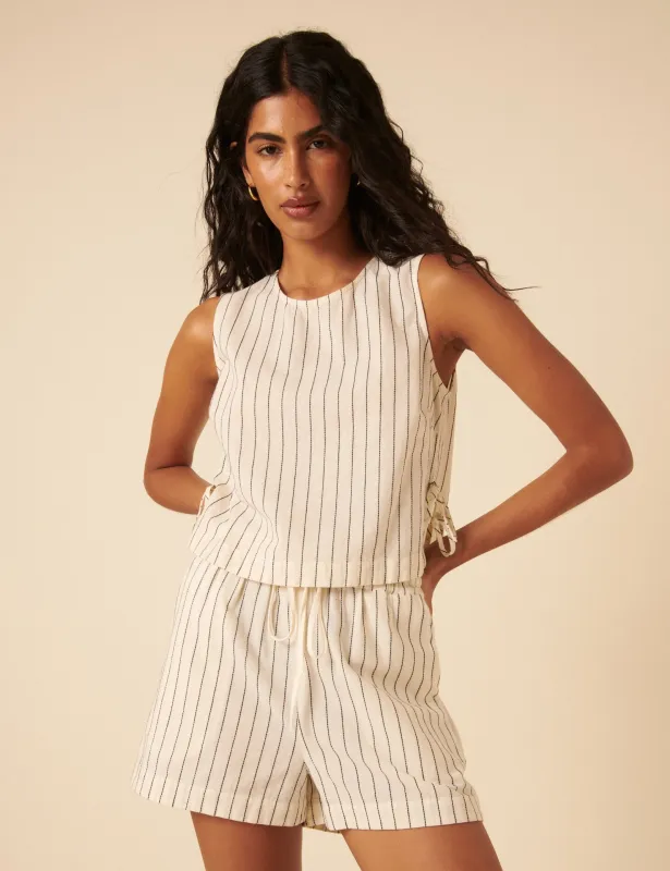 Cream Pinstripe Shorts sold by Nobody's Child