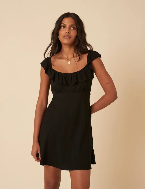 Black Frill Libby Mini Dress sold by Nobody's Child