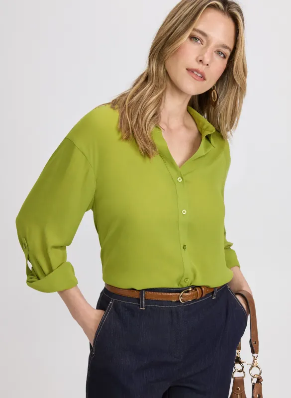Crepe Button-Down Blouse sold by Laura