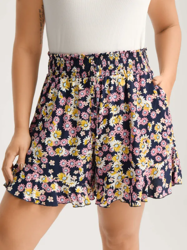 Floral Fun Shirred Waist Ruffled Shorts sold by Bloomchic