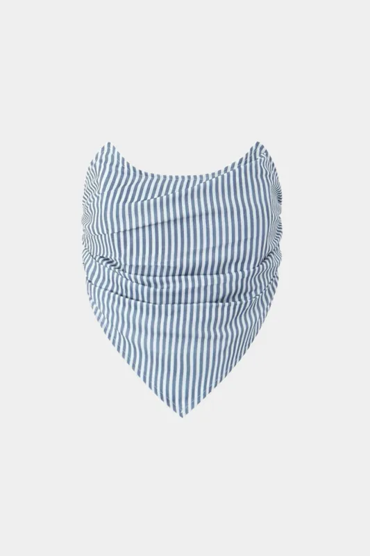 Stripes Print Ruched Zipper Tube Top sold by Micas