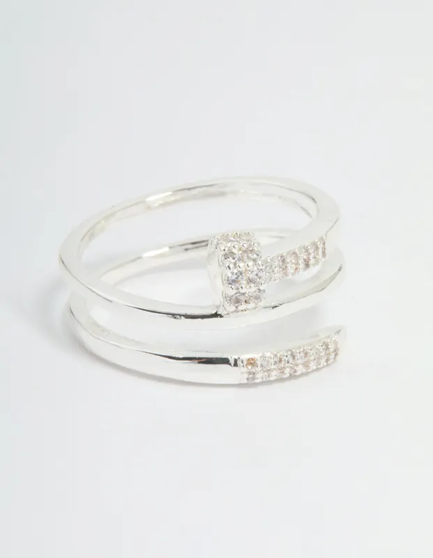 Silver Plated Cubic Zirconia Nail Wrap Ring sold by lovisa