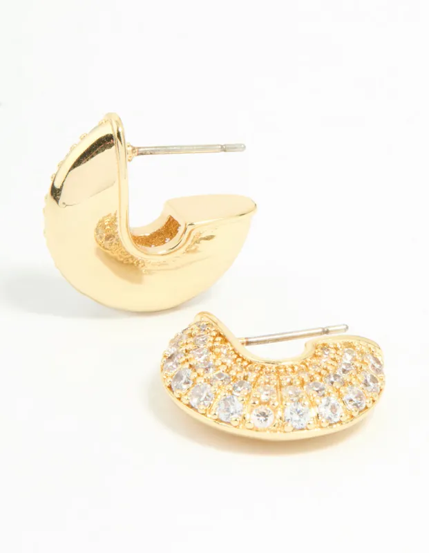 Gold Plated Cubic Zirconia Mini Hoop Earrings sold by lovisa