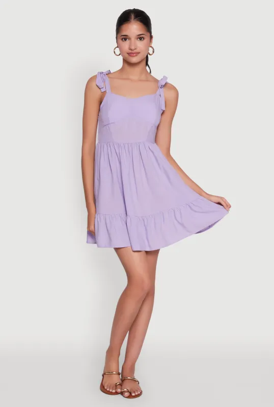 Chic Sundress with Tie Straps and Sweetheart Neckline sold by Rainbow
