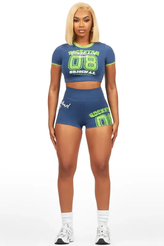 Novena Navy Crop Bike Short Set sold by Rockstar Original