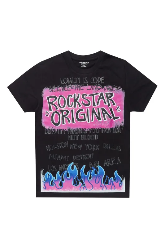 Girls Bridgette Black/Pink Graphic T-Shirt sold by Rockstar Original