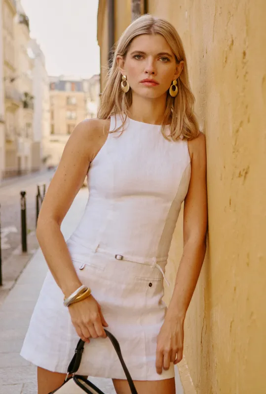 Jaque Linen Dress - White sold by Petite Studio