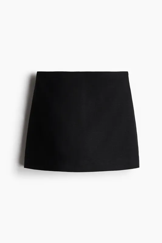 H&M - Linen-blend mini skort - Black sold by H&M