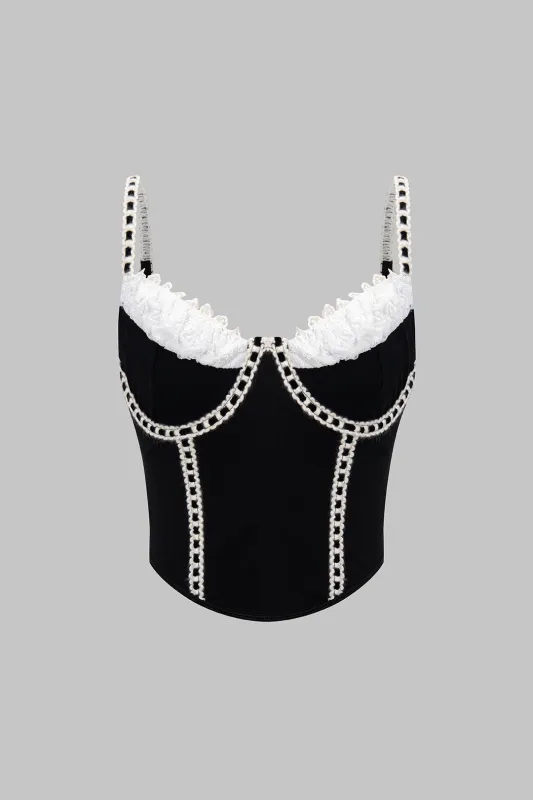 Ruched Mesh Patchwork Cami Top sold by Micas