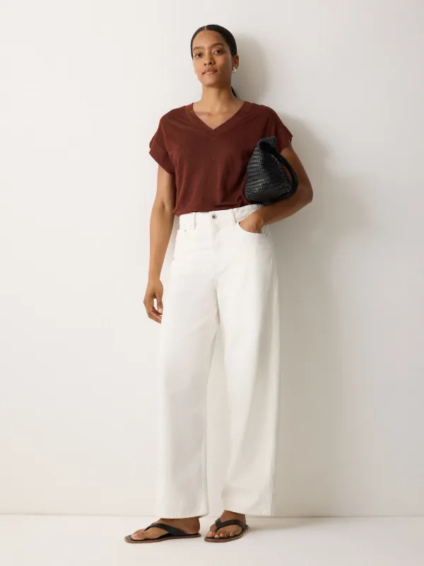 Linen V Neck Tee | Brown sold by Jigsaw