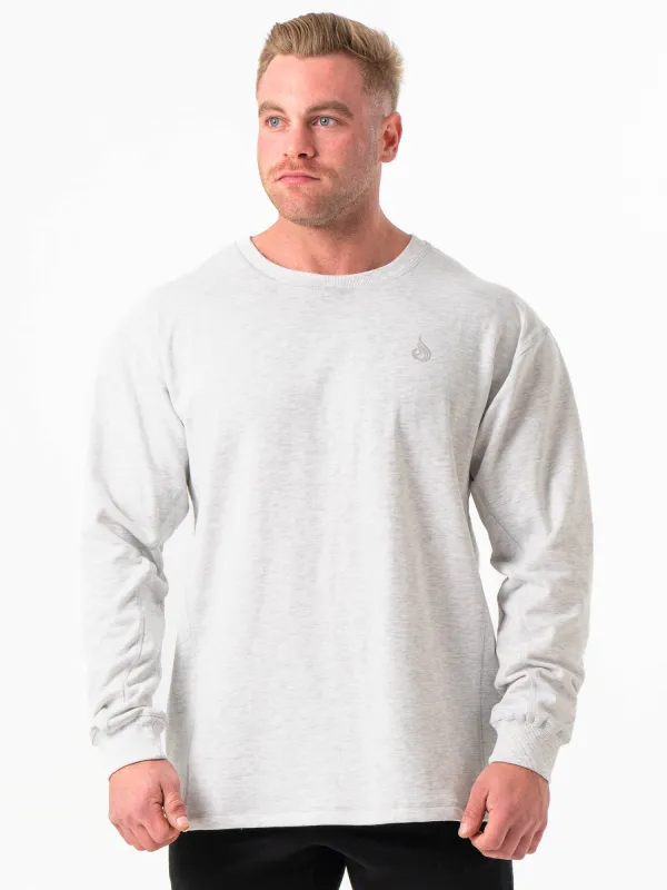 Force Crew Neck - Chalk Grey Marl sold by Ryderwear