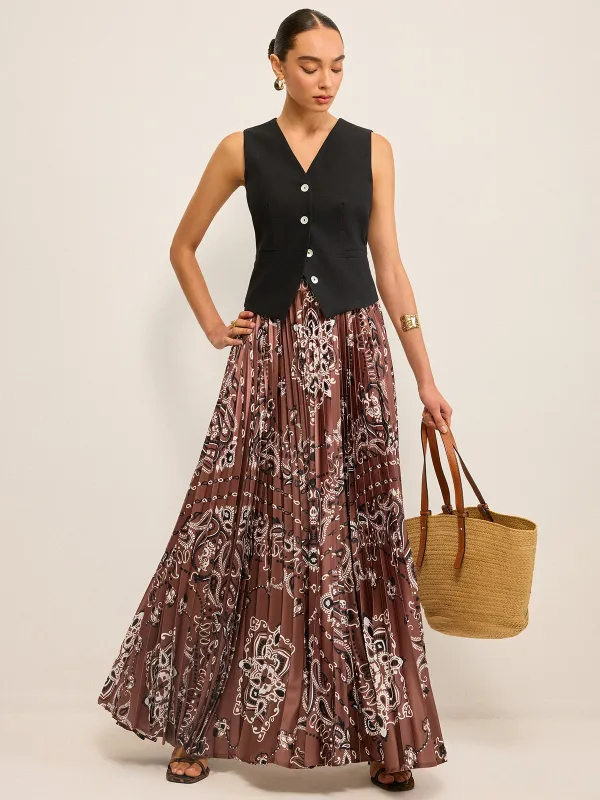 Boho Pleated Maxi Skir sold by COMMENSE