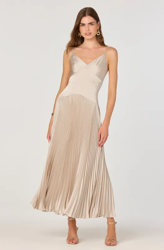 Pleated Drop Waist Maxi Dress sold by Astr