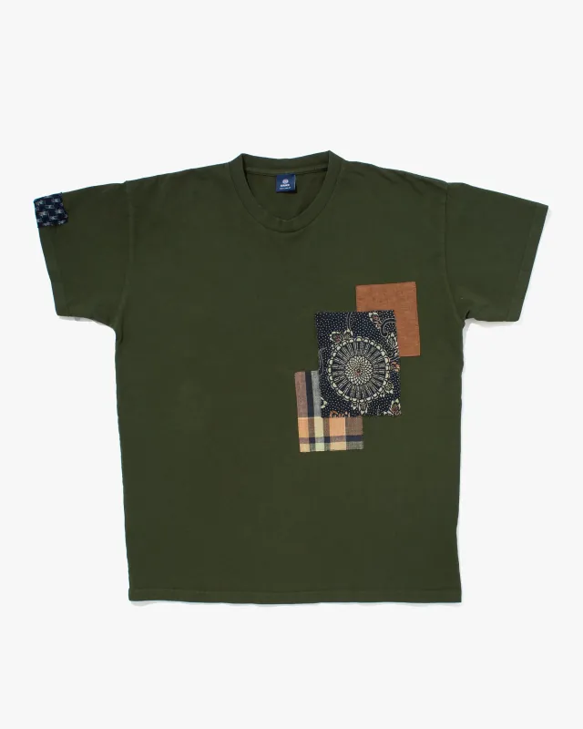Kiriko Original Tee, 8 oz Cotton, Patched Tee, Green sold by Kiriko