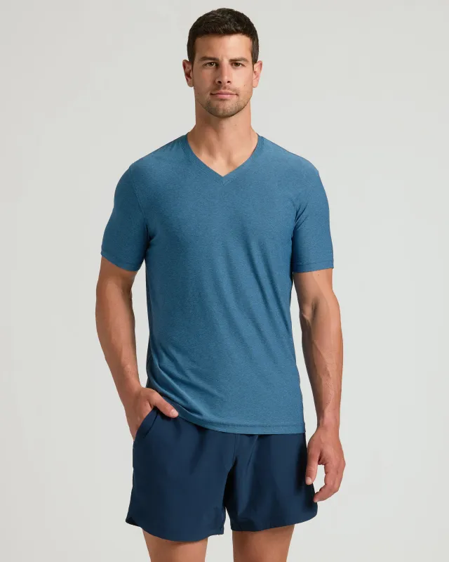 Dark Heather Bluebird Active V-Neck sold by True Classic