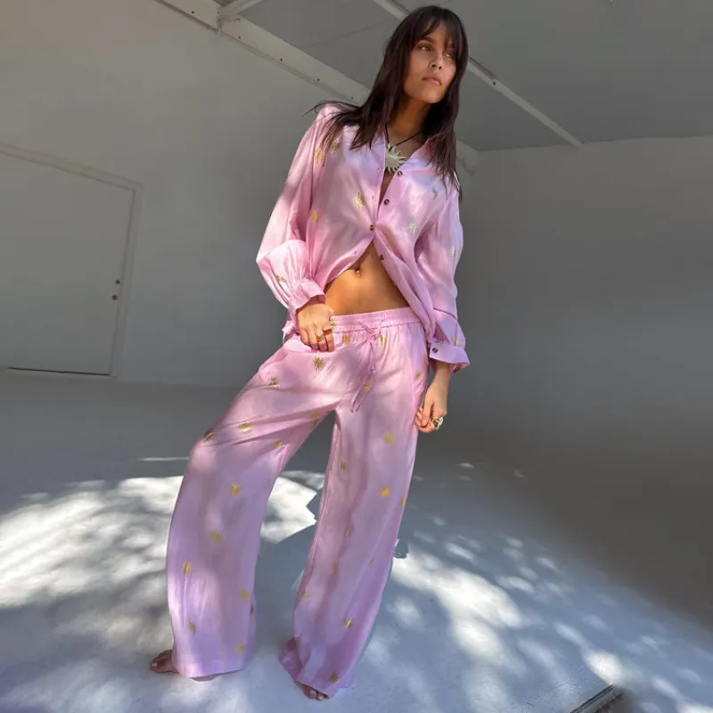 Pink Elissa Trousers with Sun Foil Petite sold by Never Fully Dressed