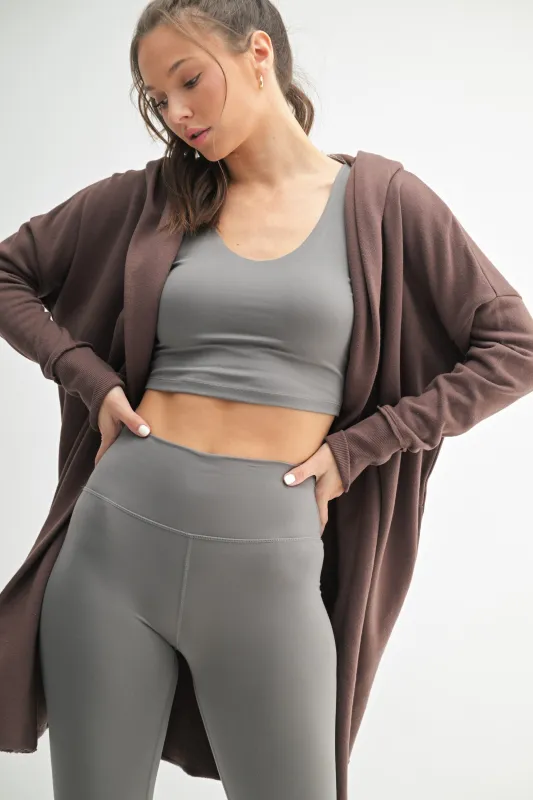 Mocha Hooded Long Cardigan sold by Pinkblush