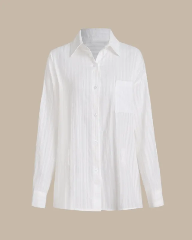 White Pocket Oversized Shirt sold by rihoas