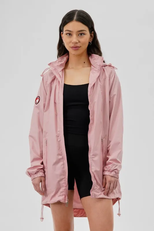 Canada Weather Gear Long Hooded Lightweight Jacket - Pink sold by Fairweather