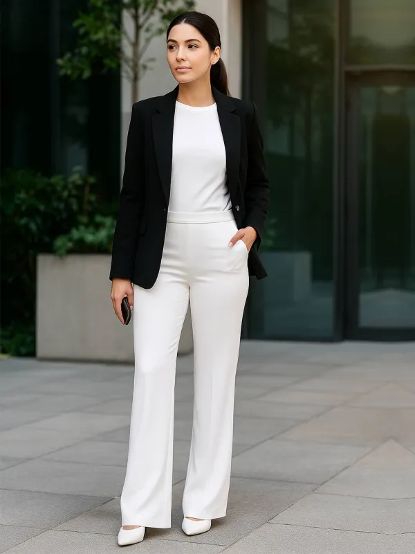 Cleo Formal Side Zip Pant-White sold by Salt Attire