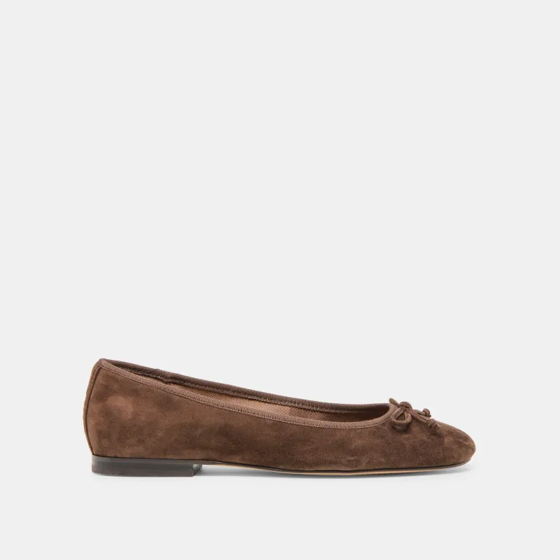 RITLA BALLET FLATS DK BROWN SUEDE sold by Dolce Vita