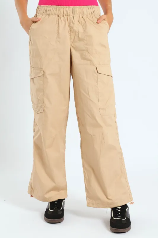 Girls Parachute Multi Pocket Pants - Stone sold by Edgars
