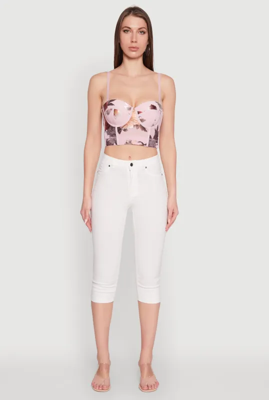 Stylish Floral Mesh Bustier Crop Top sold by Rainbow