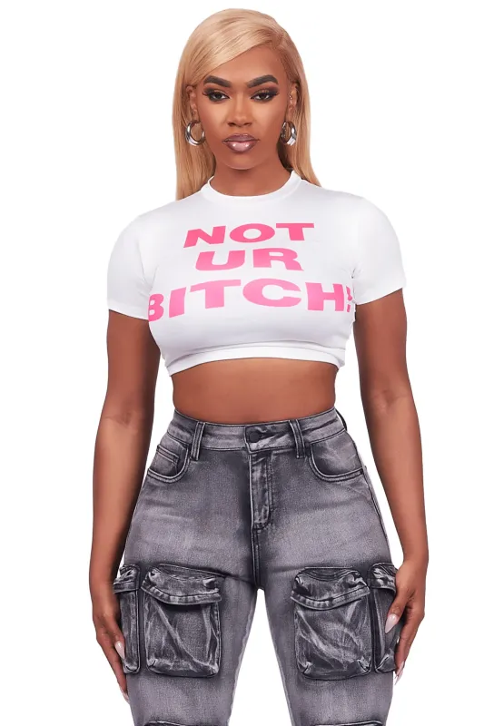 Not Urs White Crop T-Shirt sold by Rockstar Original