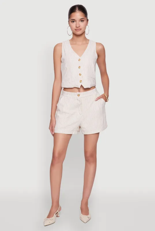 Chic Linen Pinstripe Shorts sold by Rainbow