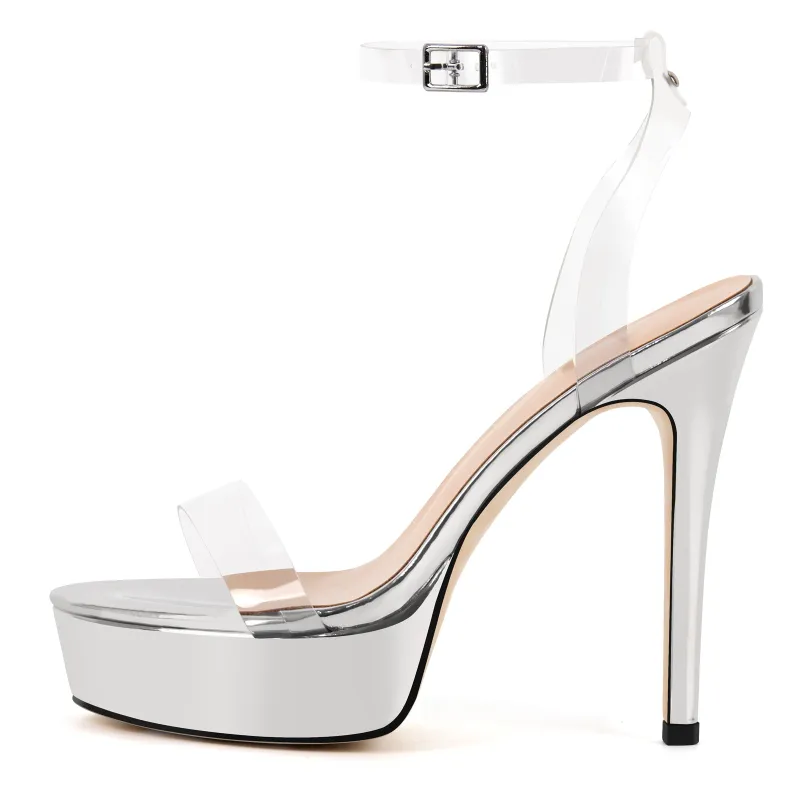 Clear Ankle Strap Platform Stiletto Sandals sold by Onlymaker