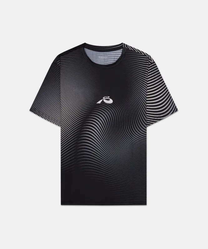 Drift™ Mirage Performance Tee - Black with Chalk Print sold by Bandit Running