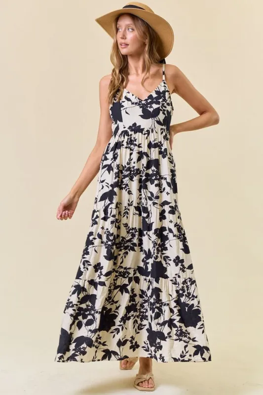 Black Floral Cutout Tie Back Maxi Dress sold by Pinkblush