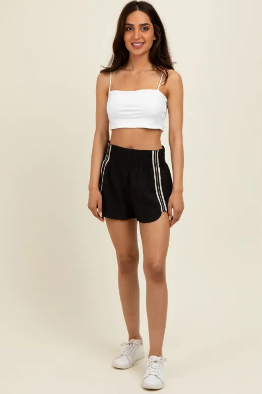 Black Stripe Detail Active Shorts sold by Pinkblush